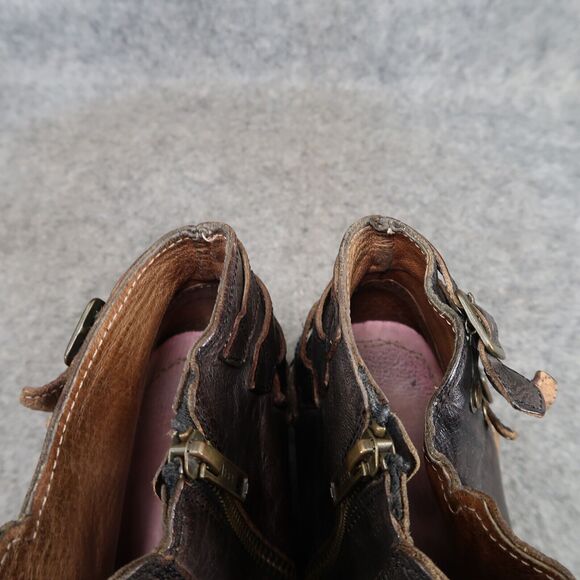 Hudson Shoes Womens 39 Boots Leather Biker Moto Ankle Bootie Buckle Straps Zip - Picture 14 of 14